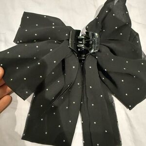 Black Polka Dot Bow Hair Clip